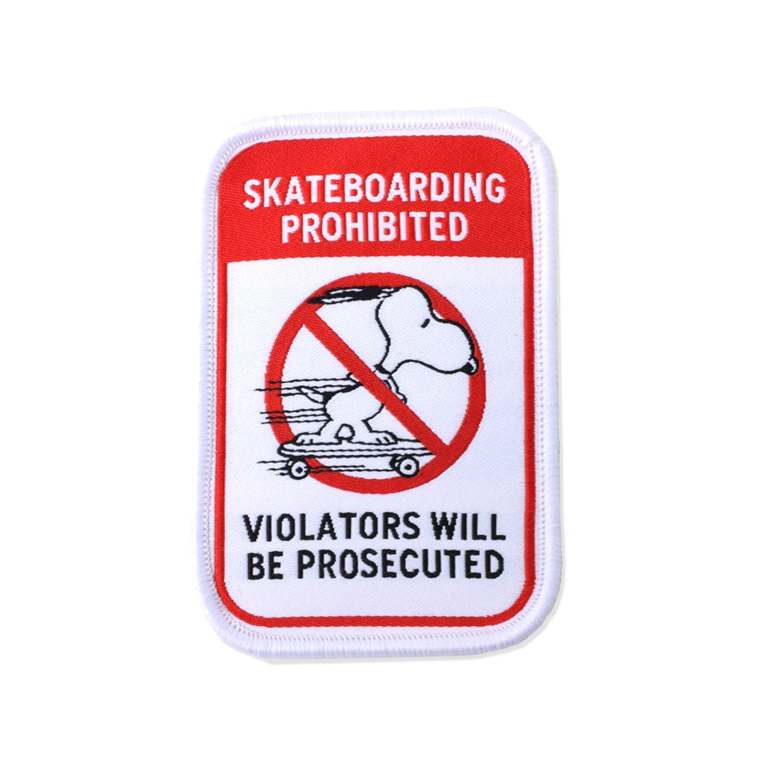 PEANUTS SNOOPY SKATEBOARDING PROHIBITED PATCH