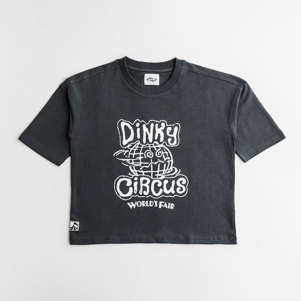 WORLDS FAIR GLOBE TEE | BURNT ASH GREY