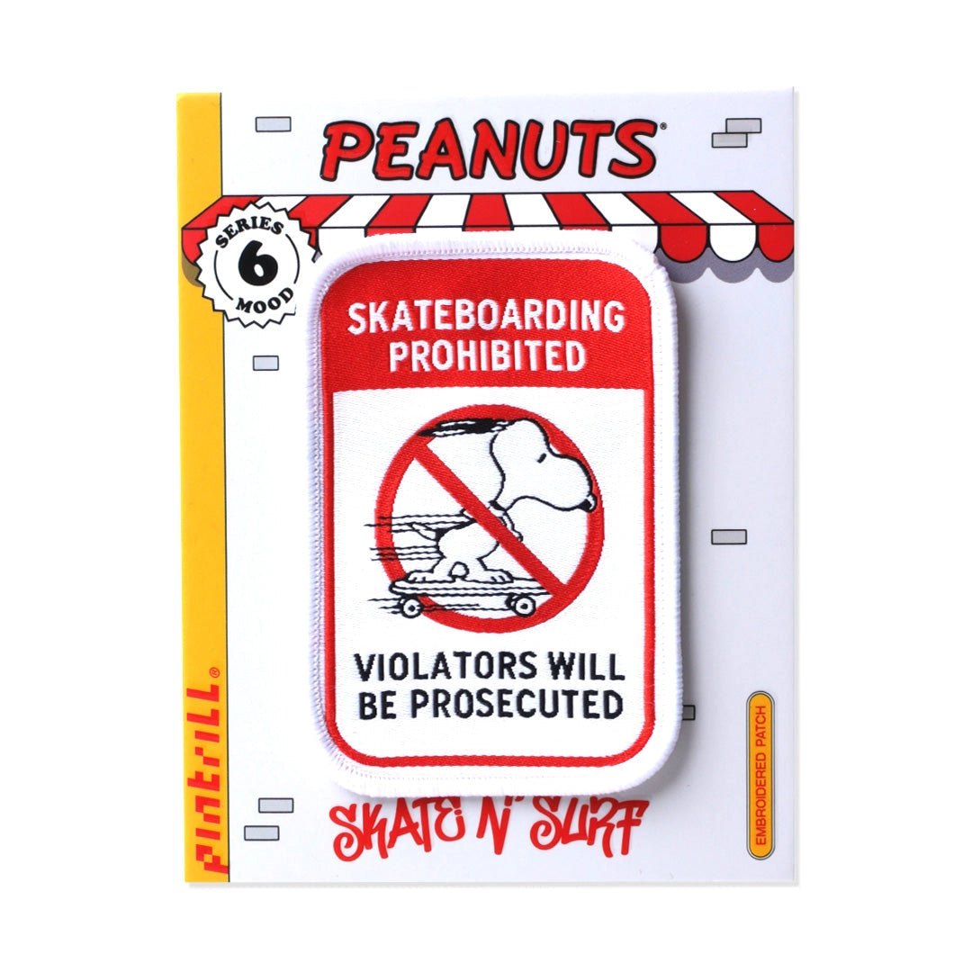 PEANUTS SNOOPY SKATEBOARDING PROHIBITED PATCH